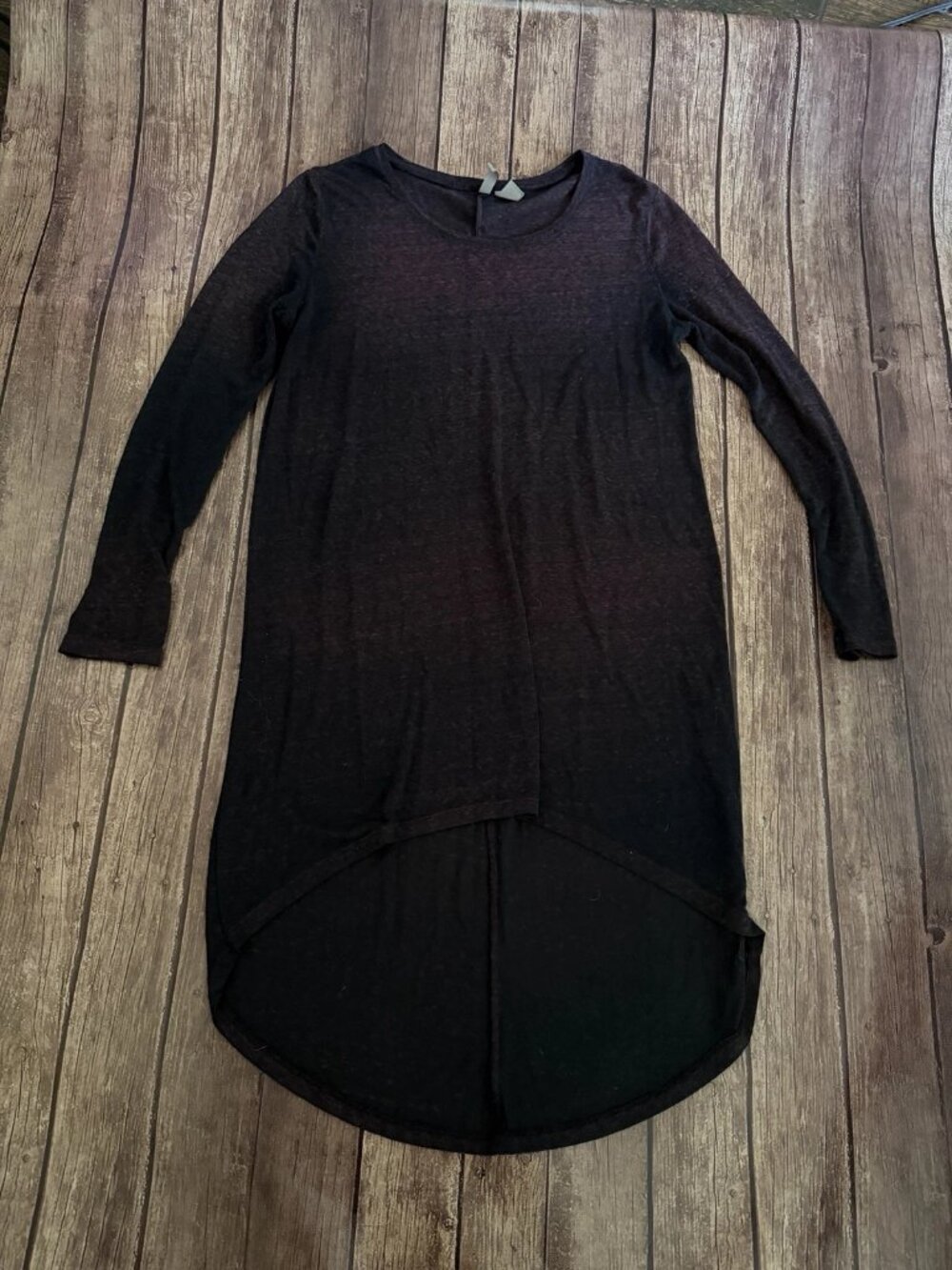 H&M Divided Black Asymmetric High-Low Long Sleeve Tunic Dress Black Purple Small